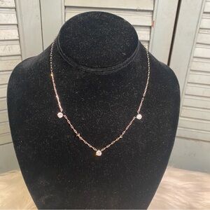 Kendra Scott Jada Strand Necklace Silver Rhodium White Crystal 16” NWT Dust Bag